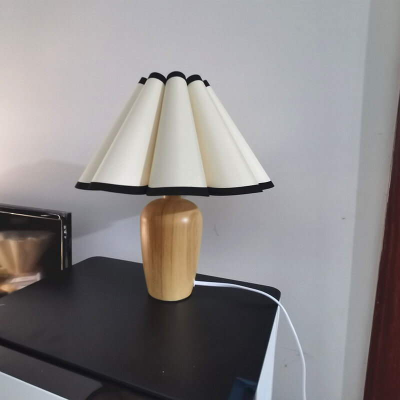 Lighteme Pleated Wooden Base Table Lamp