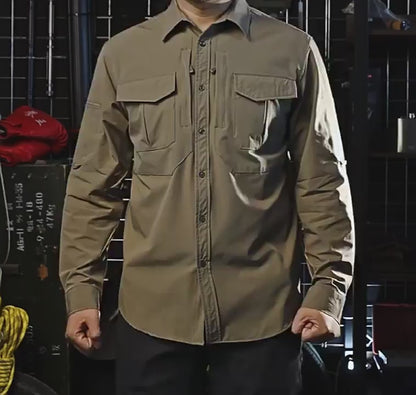 Lighteme Tactical Men's Long Sleeve Shirt, Stretch Fabric, Warm Jacket For Winter