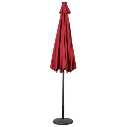 Lighteme High Quality 10 Ft Patio Solar Umbrella with Crank Solar-powered LED Lights 8 Firm UV Protective Outdoor Patio Beach Umbrella