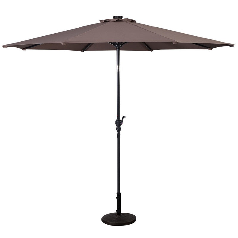 Lighteme High Quality 10 Ft Patio Solar Umbrella with Crank Solar-powered LED Lights 8 Firm UV Protective Outdoor Patio Beach Umbrella