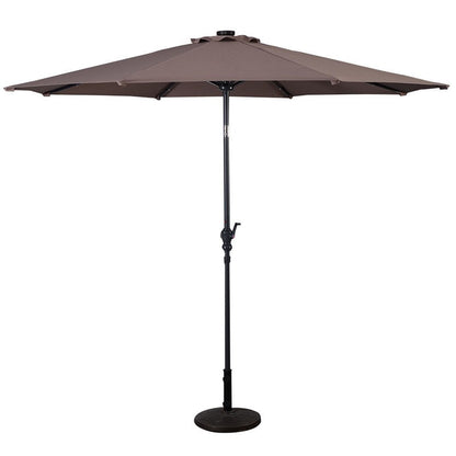 Lighteme High Quality 10 Ft Patio Solar Umbrella with Crank Solar-powered LED Lights 8 Firm UV Protective Outdoor Patio Beach Umbrella