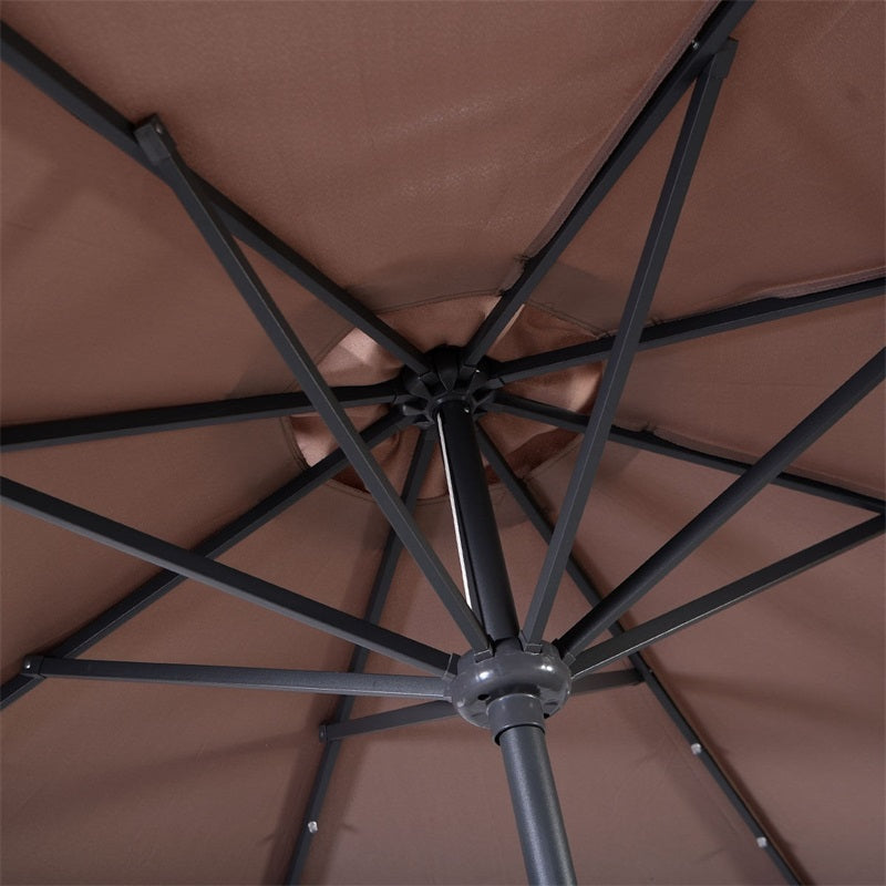 Lighteme High Quality 10 Ft Patio Solar Umbrella with Crank Solar-powered LED Lights 8 Firm UV Protective Outdoor Patio Beach Umbrella