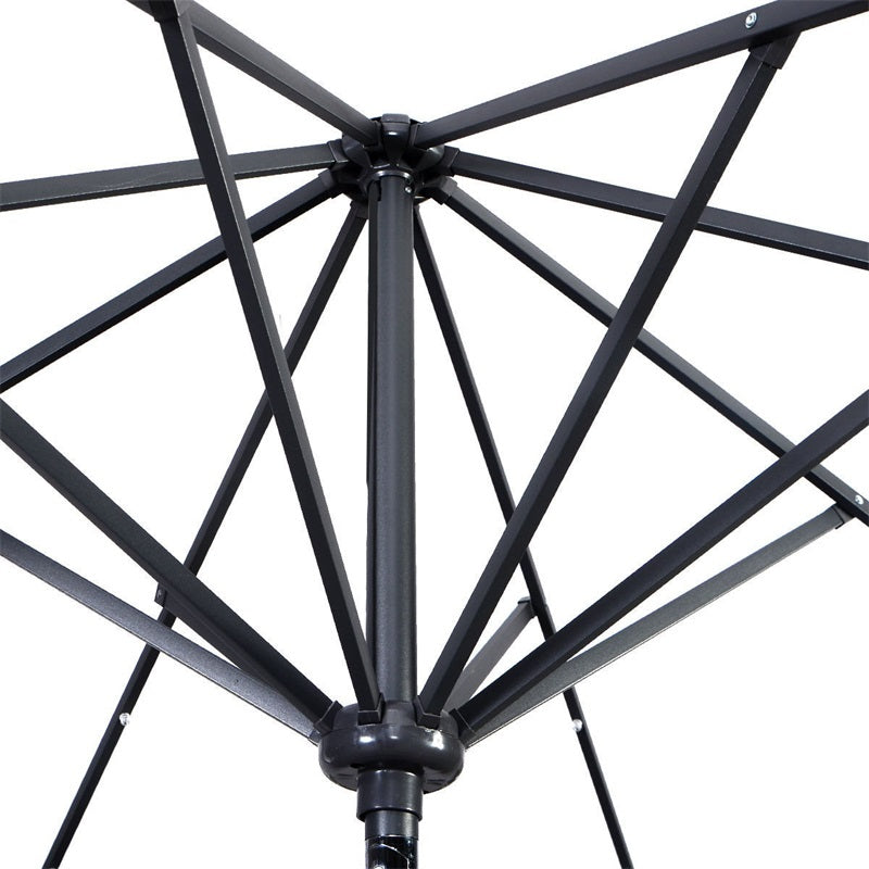Lighteme High Quality 10 Ft Patio Solar Umbrella with Crank Solar-powered LED Lights 8 Firm UV Protective Outdoor Patio Beach Umbrella