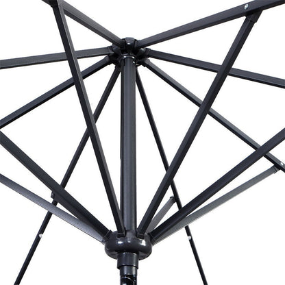 Lighteme High Quality 10 Ft Patio Solar Umbrella with Crank Solar-powered LED Lights 8 Firm UV Protective Outdoor Patio Beach Umbrella