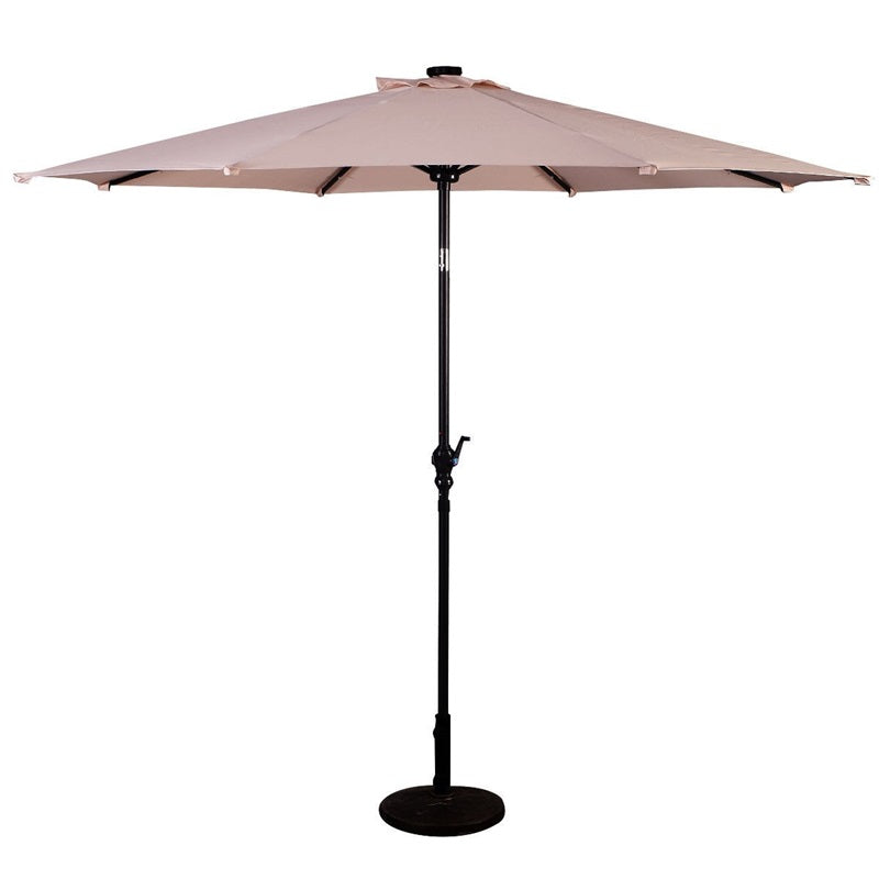 Lighteme High Quality 10 Ft Patio Solar Umbrella with Crank Solar-powered LED Lights 8 Firm UV Protective Outdoor Patio Beach Umbrella