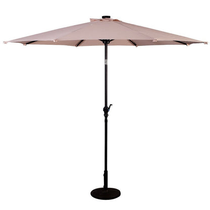 Lighteme High Quality 10 Ft Patio Solar Umbrella with Crank Solar-powered LED Lights 8 Firm UV Protective Outdoor Patio Beach Umbrella