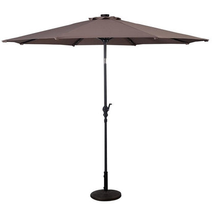 Lighteme High Quality 10 Ft Patio Solar Umbrella with Crank Solar-powered LED Lights 8 Firm UV Protective Outdoor Patio Beach Umbrella