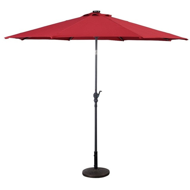 Lighteme High Quality 10 Ft Patio Solar Umbrella with Crank Solar-powered LED Lights 8 Firm UV Protective Outdoor Patio Beach Umbrella
