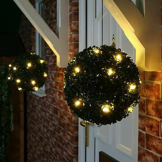 Lighteme Artificial Topiary Grass Ball with Solar Lights, includes hook