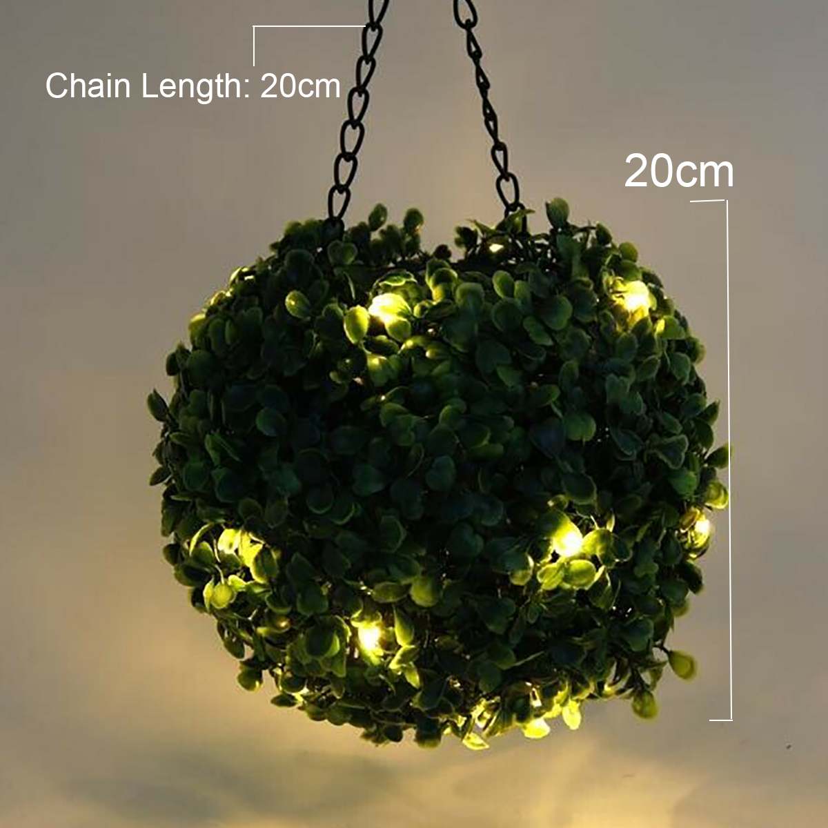 Lighteme Artificial Topiary Grass Ball with Solar Lights, includes hook