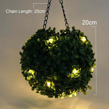 Lighteme Artificial Topiary Grass Ball with Solar Lights, includes hook