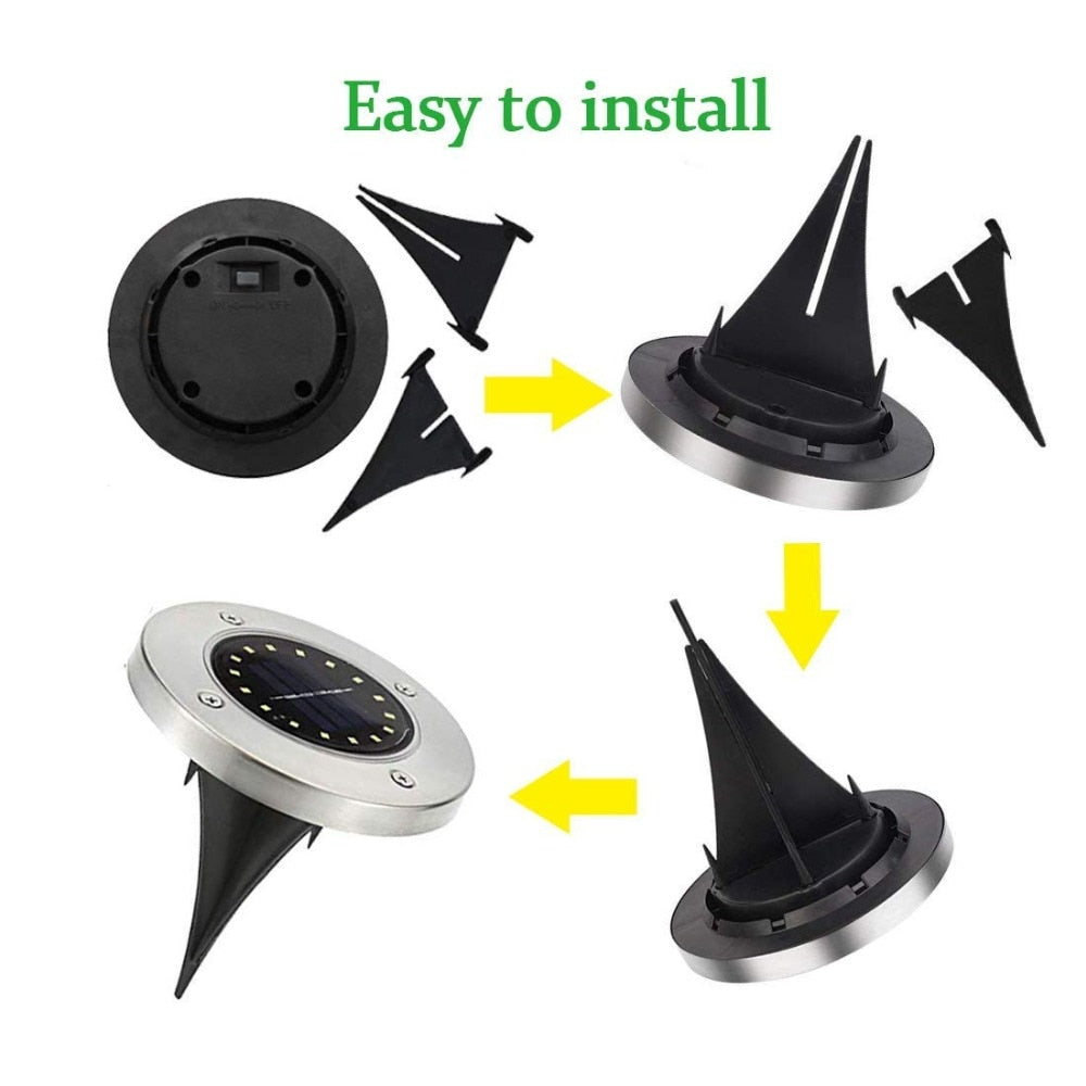 Lighteme Solar Garden Disk Lights 16LED Solar Ground Lights Underground Lights,4 Pack-20 Lumen