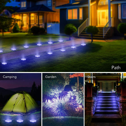 Lighteme Solar Garden Disk Lights 16LED Solar Ground Lights Underground Lights,4 Pack-20 Lumen