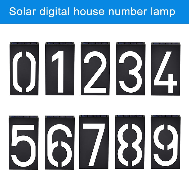 Lighteme LED House Number Solar Power Digital Hotal Door Wall Solar Light Address Number Sign Lamp Custom Street Number Plaque