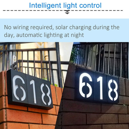 Lighteme LED House Number Solar Power Digital Hotal Door Wall Solar Light Address Number Sign Lamp Custom Street Number Plaque