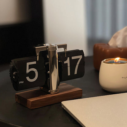 Lighteme Walnut Page Turning Clock