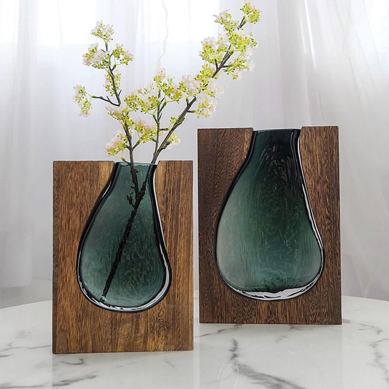 Lighteme Wooden Holder Glass Vase