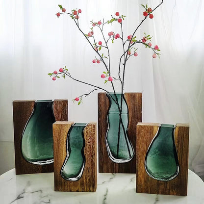 Lighteme Wooden Holder Glass Vase