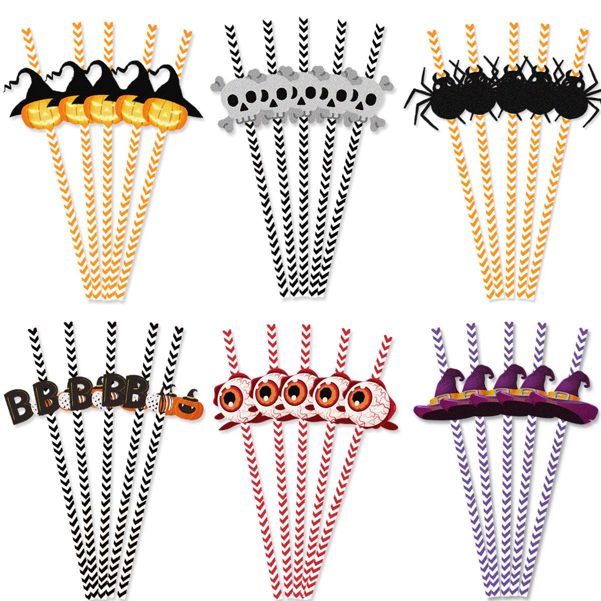 Lot de 24 pailles en papier Halloween Horror Lighteme