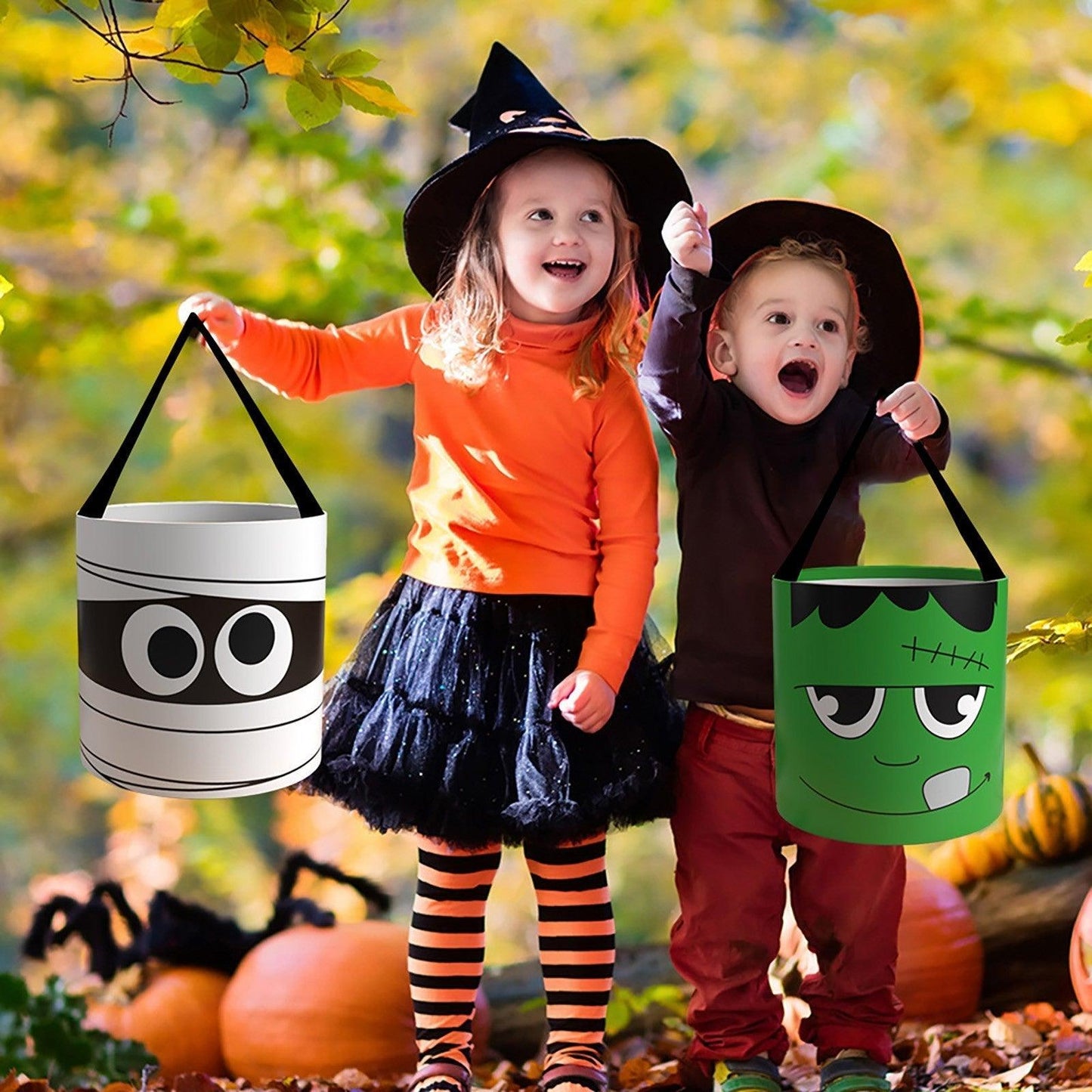 Lighteme Faltbare Süßigkeitentüten für Halloween für Kinder