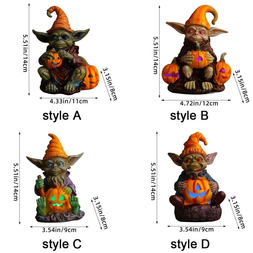 Lighteme - Halloween-Statue aus Kunstharz mit Kürbislampe | 1 KAUFEN, 1 GRATIS