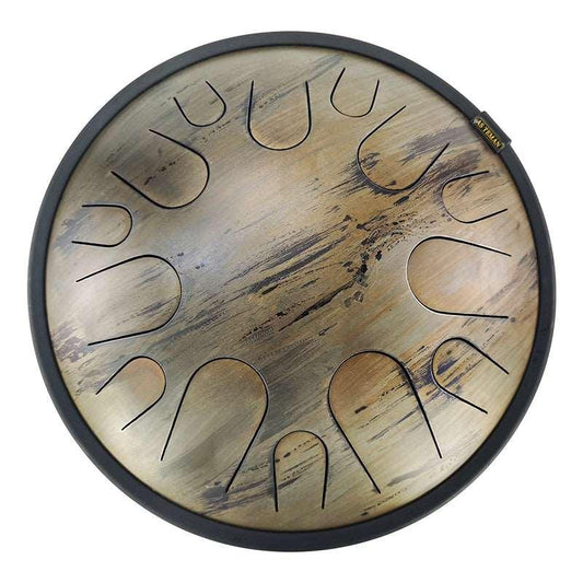 AS TEMAN Steel Tongue Drum | Saturn Universe Series Tanktrommel für Yoga & Meditation mit Geschenkset | 14 Zoll 14 Töne Golden