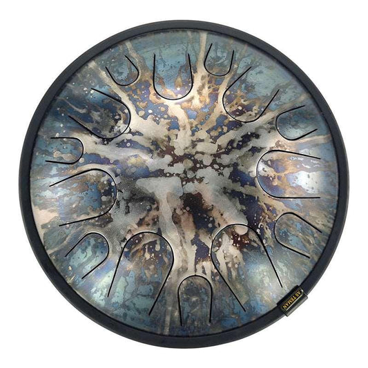 AS TEMAN Steel Tongue Drum | Starlight Universe Series Tanktrommel für Yoga & Meditation mit Geschenkset | 14 Zoll 14 Töne Blau