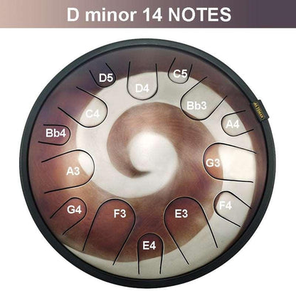 Lighteme Steel Tongue Drum | Comet Universe Series Tank Drum for Yoga & Meditation with gift set | 14 Inch 14 Notes Brown