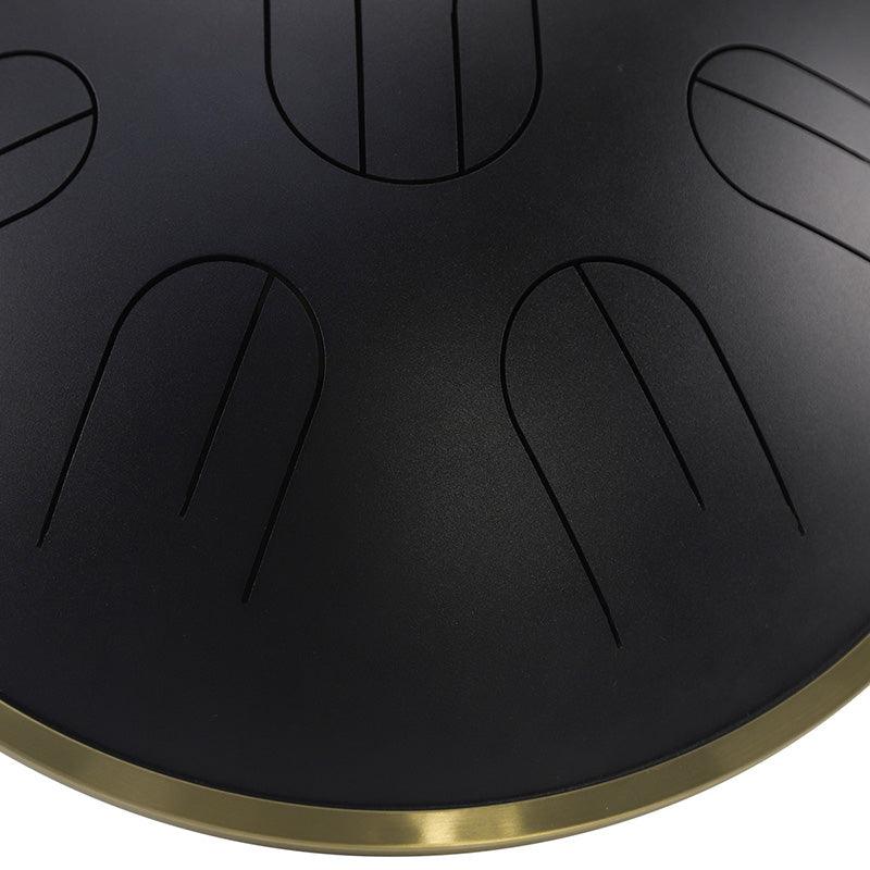 AS TEMAN Steel Tongue Drum | D Amara / C# Amara Black Tank Drum für Yoga & Meditation mit Geschenkset | 14 Zoll 9 Töne