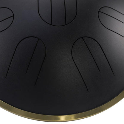 AS TEMAN Steel Tongue Drum | D Amara / C# Amara Black Tank Drum für Yoga & Meditation mit Geschenkset | 14 Zoll 9 Töne