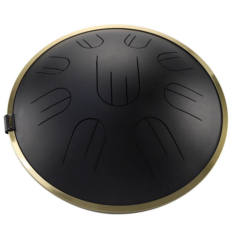 AS TEMAN Steel Tongue Drum | D Amara / C# Amara Black Tank Drum für Yoga & Meditation mit Geschenkset | 14 Zoll 9 Töne