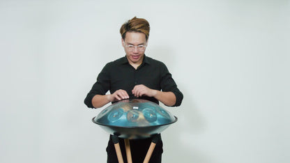 AS TEMAN Handpan Black-Hole 10 Notes D Minor Scale Blue hangdrum with gift set
