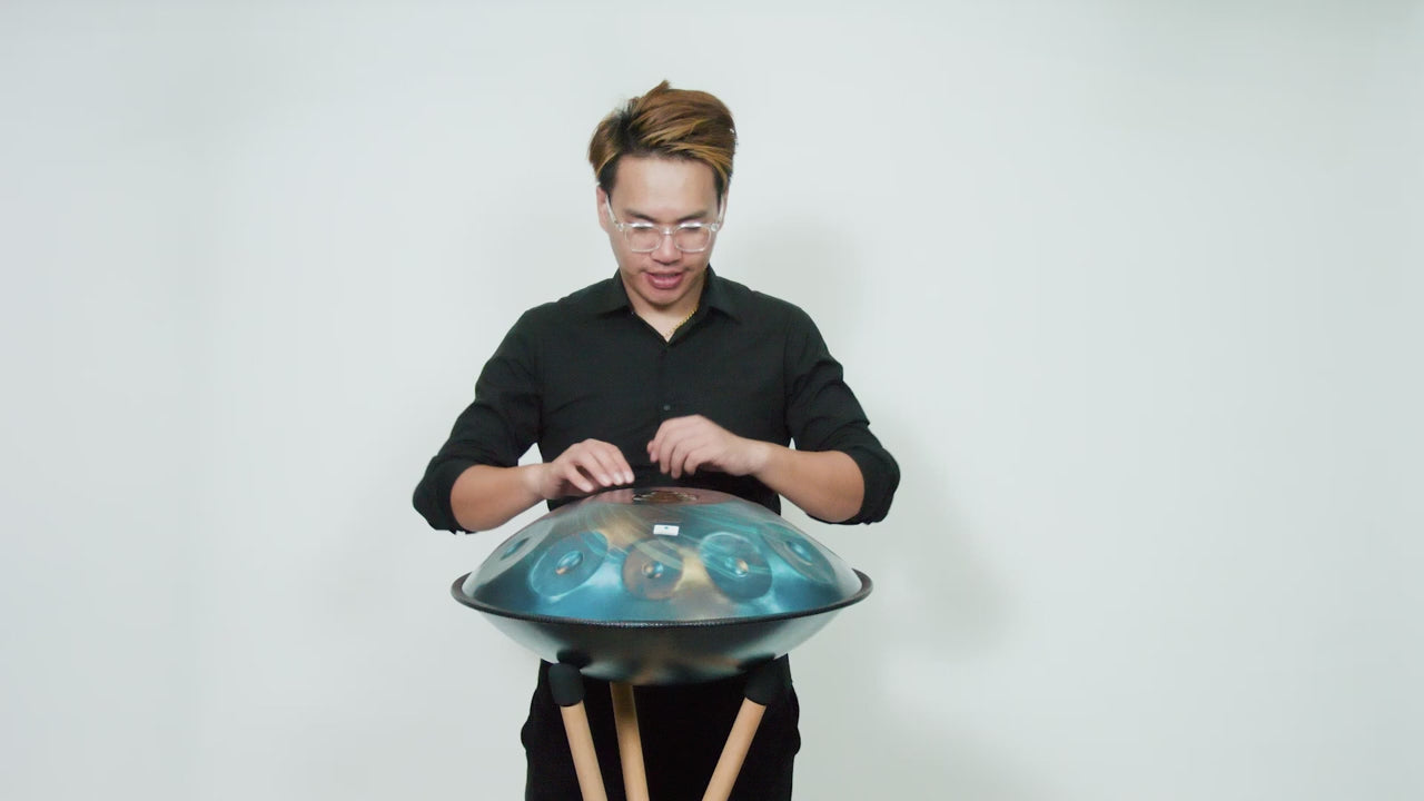 AS TEMAN Handpan Black-Hole 10 Notes D Minor Scale Blue hangdrum with gift set