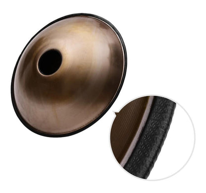 Lighteme Handpan Drum Overtones Key 18 Inch 6 Notes (G3/C4/D4/E4/F4/G4) - Stainless Steel Antique Brass Hand Pan Percussion Instrument