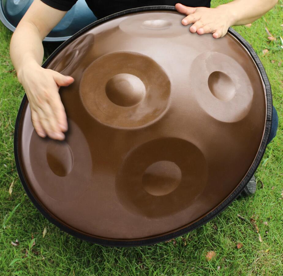 Lighteme Handpan Drum Overtones Key 18 Inch 6 Notes (G3/C4/D4/E4/F4/G4) - Stainless Steel Antique Brass Hand Pan Percussion Instrument