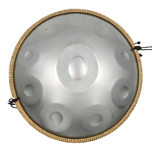 Lighteme Acier inoxydable Handpan Drum Argent Sterling 22 Pouces 10 Notes Ré Mineur Kurd Scale Hangdrum