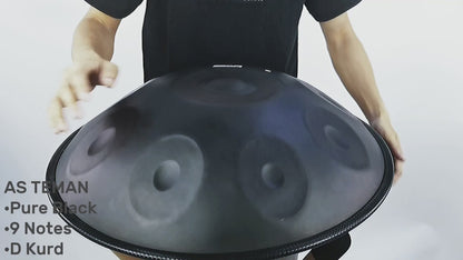 AS TEMAN Handpan Pure Black 9 Notes D Minor Scale Hangdrum with gift set