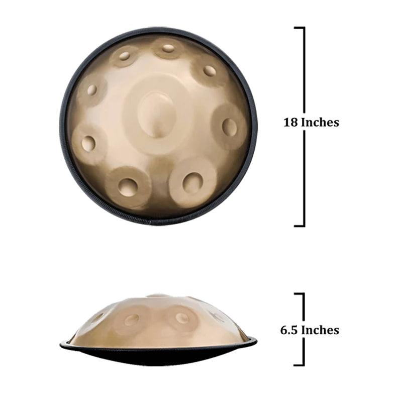 Lighteme STL Handpan Drum Mini 18 Inches Pure Golden 9 Notes G minor Hangdrum