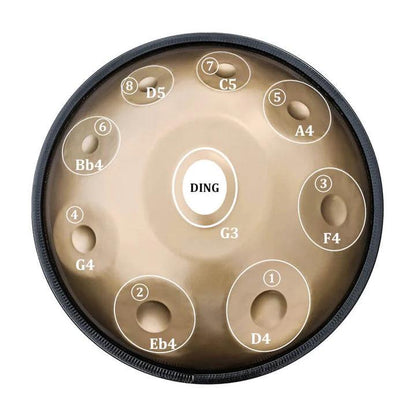 Lighteme STL Handpan Drum Mini 18 Inches Pure Golden 9 Notes G minor Hangdrum