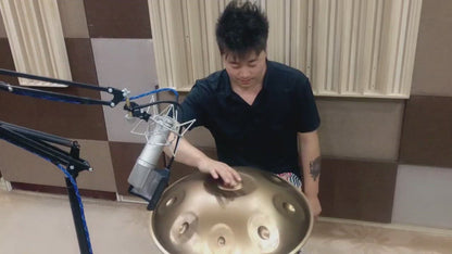  Lighteme Level A Upgrade Dazzling Gold Kurd Scale D Minor 22 Inch 9 Notes Stainless Steel Handpan Drum, Available in 440 Hz, High-end Percussion Instrument