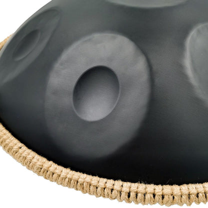 Lighteme DC Handpan Drum Pure Black 22 Inches 9 Notes D Minor Kurd Scale Hang Drum