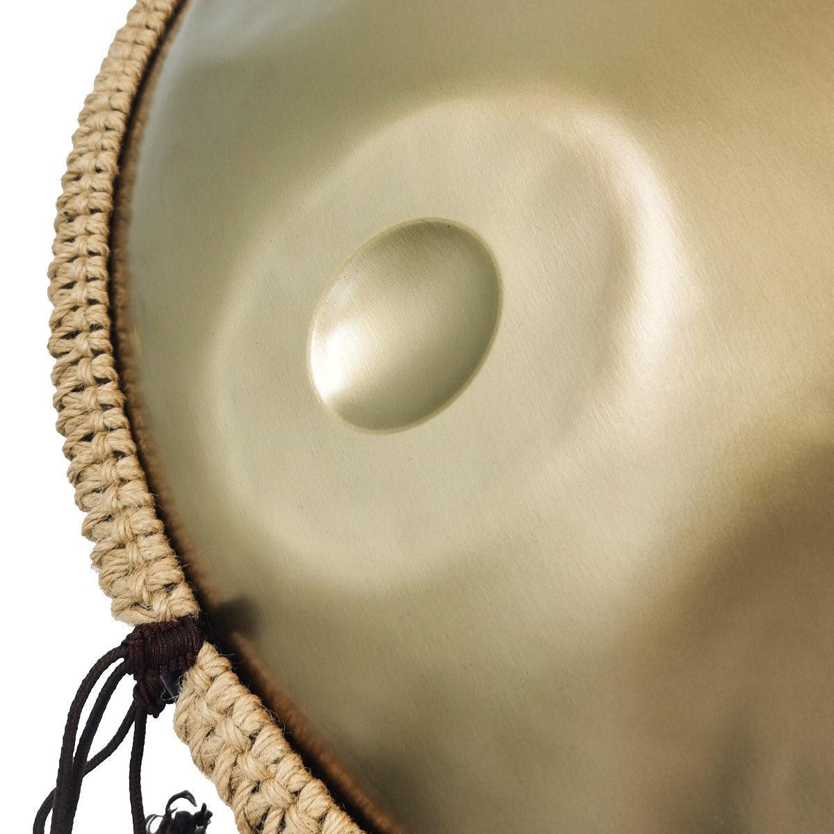 Lighteme STL Handpan Drum Pure Golden 22 Inches 9 Notes D Minor Kurd Scale Hangdrum