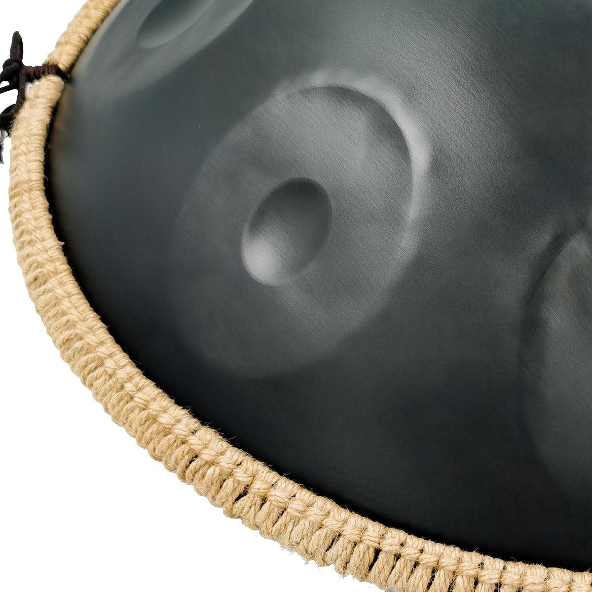 Lighteme DC Handpan Drum Pure Black 22 Inches 10 Notes D Minor Kurd Scale Hang Drum