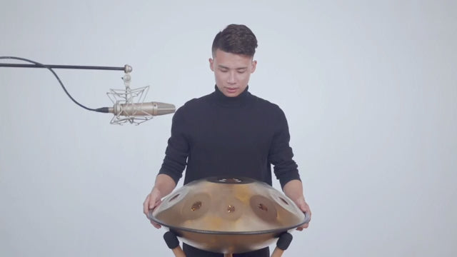 AS TEMAN Handpan Polaris 10 Notes D Minor Scale Golden hangdrum with gift set