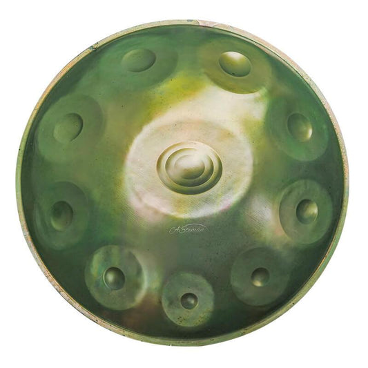 AS TEMAN Handpan Resident Evil 10 Notes Ré Mineur Scale Green Hangdrum avec coffret cadeau