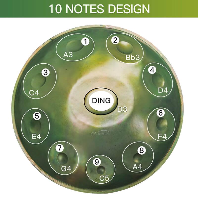 Lighteme As Teman Handpan Resident Evil 10 Notes D Minor Scale Green hangdrum with gift set