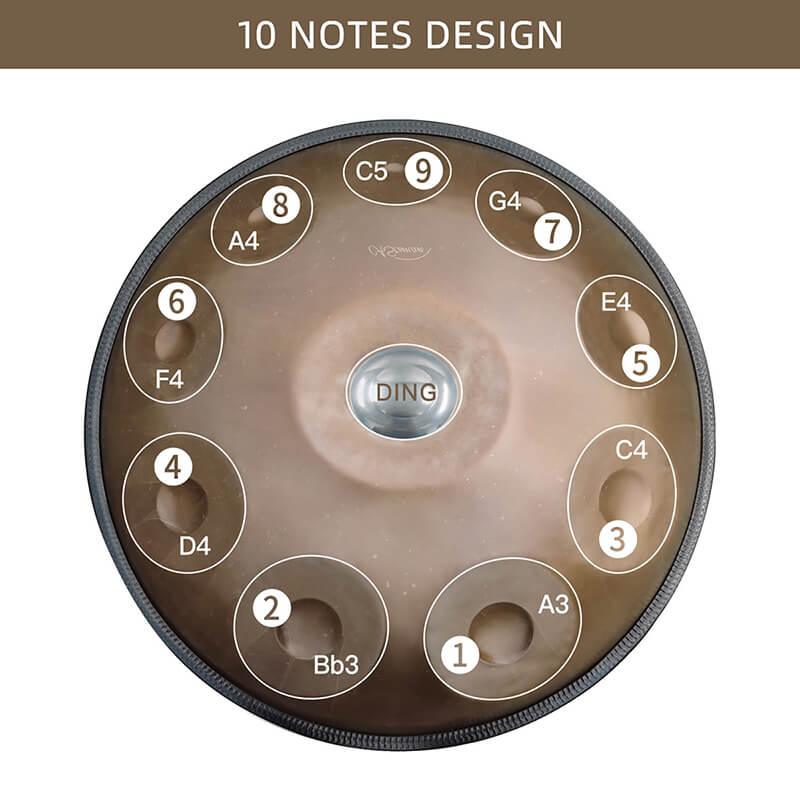 Lighteme As Teman Handpan Candle Dragon 10 Notes D Minor Scale Ash-golden hangdrum with gift set