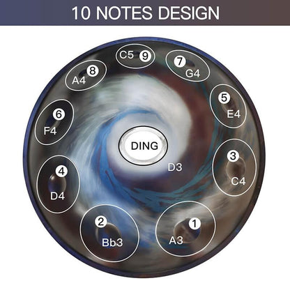 Lighteme As Teman Handpan Comet 10 Notes D Minor Scale Blue purple hangdrum with gift set
