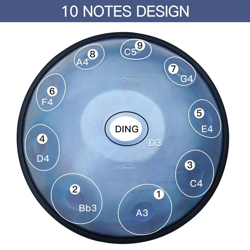 Lighteme As Teman Handpan 9 Notes Ice Age Multiple Notes & Scale Ice Blue Hangdrum with gift set