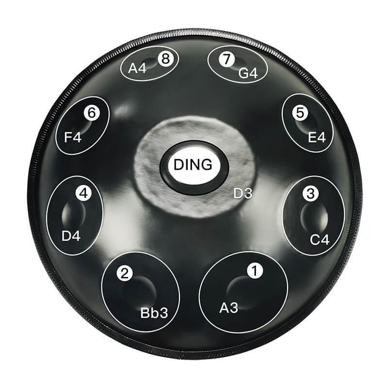 AS TEMAN Handpan Kaufen - d Kurd 9 Töne Hang drum 432 Hz 440 Hz Nitrierter Stahl Schwarz